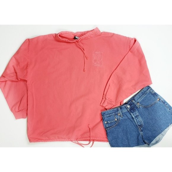OC Tops - Hilton Head Embroidered Cotton Coral Sweatshirt XL